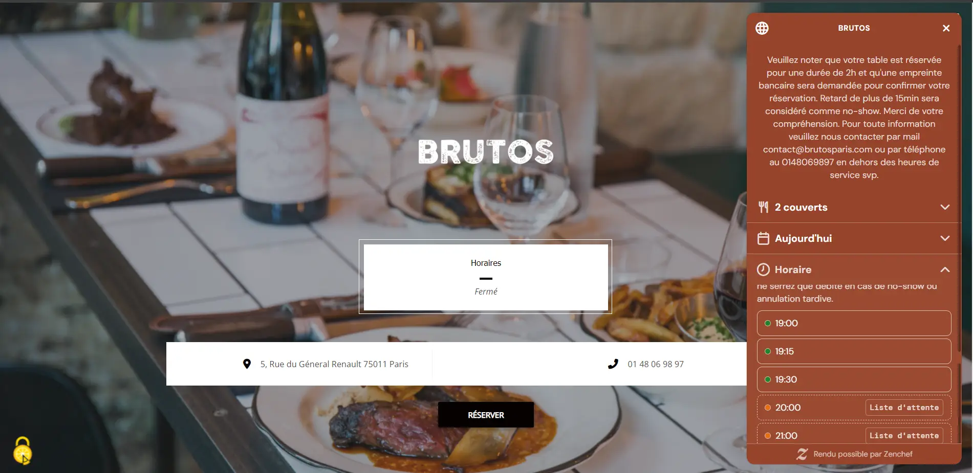 Sitio web de reservas